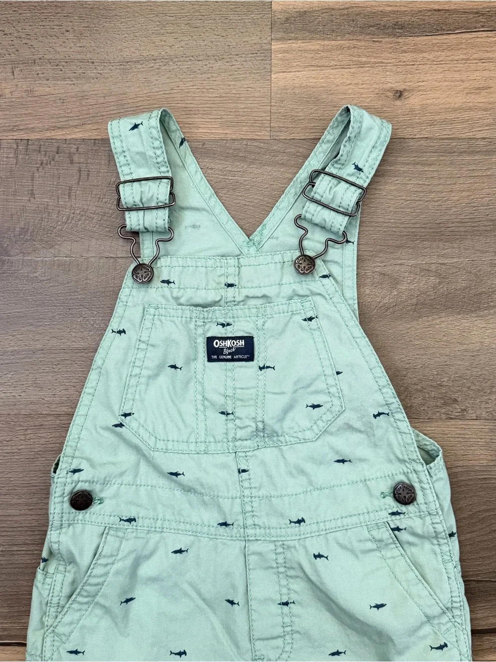 OshKosh B'gosh Toddler Mint Green Shark Shortalls Size 5T